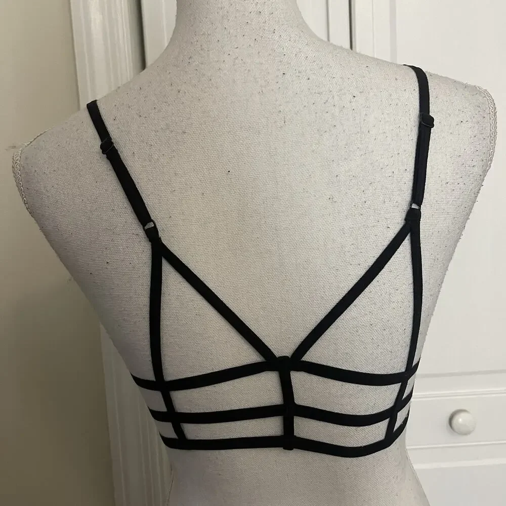 Women’s Sexy Bra Cross Lines Sexy Strappy Lightweight Lingerie No Pad Black S-L‎